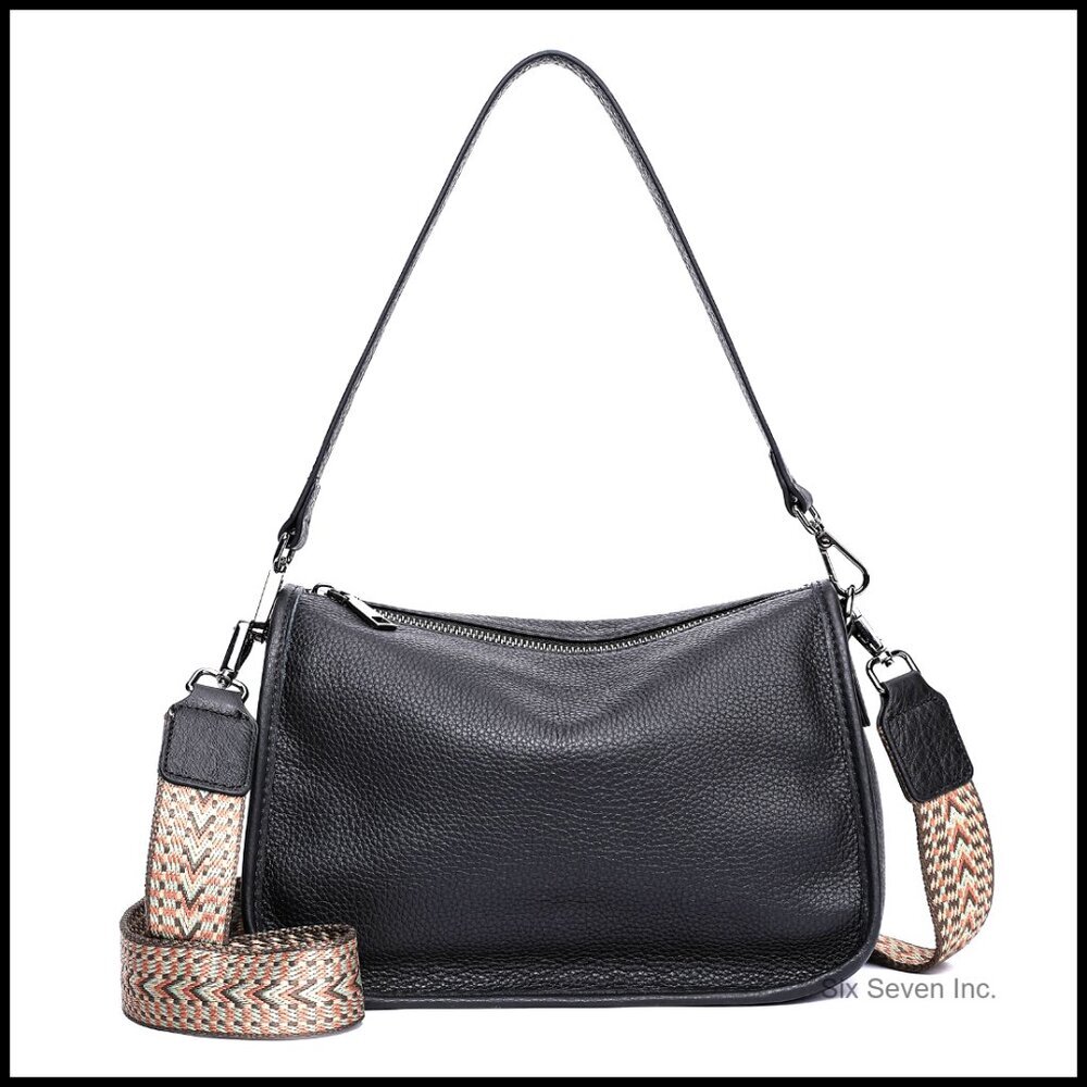 Genuine Leather Crossbody Bag Lightweight Hobo Purse Adjustable Strap Elegant - Picture 7 of 7
